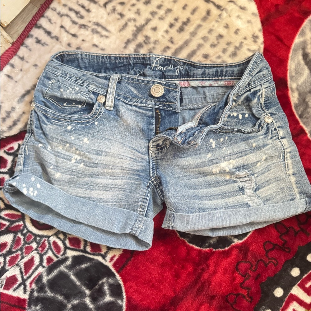 Amethyst Jeans Light Blue Distressed Jean Shorts